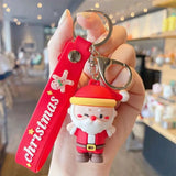 Santa Keychain Lanyard 3D Claus Key Fob Xmas Keyring for Christmas