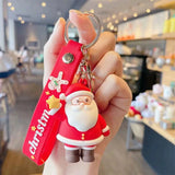 Santa Keychain Lanyard 3D Claus Key Fob Xmas Keyring for Christmas