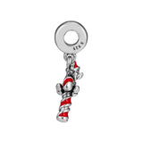 Santa Mickeys Candy Cane Charm 925 Silver Jewelry Beads Bracelets Necklaces