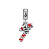 Santa Mickeys Candy Cane Charm 925 Silver Jewelry Beads Bracelets Necklaces