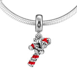 Santa Mickeys Candy Cane Charm 925 Silver Jewelry Beads Bracelets Necklaces