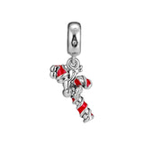 Santa Mickeys Candy Cane Charm 925 Silver Jewelry Beads Bracelets Necklaces