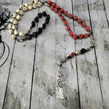 Santa Muerte Rosary - Mexican Death Reaper Rainbow Skull Jewelry