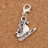 Santa Sleigh Gift Charm Beads Tibetan Silver 18.6x35mm 12pz