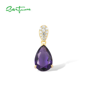 Santuzza Silver Necklace Pendant Natural Stone 925 Sterling Silver Slide Pendant
