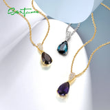Santuzza Silver Necklace Pendant Natural Stone 925 Sterling Silver Slide Pendant