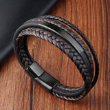 Sap3003 Men Stainless Steel Multilayer Braided Rope Bracelets