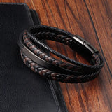 Sap3003 Men Stainless Steel Multilayer Braided Rope Bracelets