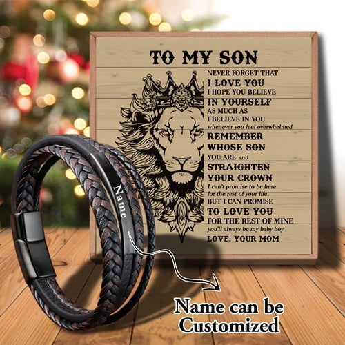 Sap3034 Mom To My Son Leather Mens Bracelets