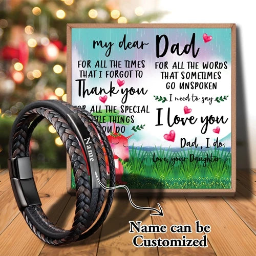 Sap3205 Daughter To My Dad Men Leather Bangles
