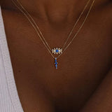 Sapphire Fan Necklace S925 Sterling Silver Marquise Jewelry INS Style Necklace