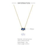 Sapphire Fan Necklace S925 Sterling Silver Marquise Jewelry INS Style Necklace