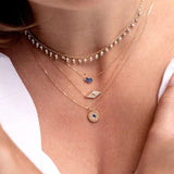 Sapphire Fan Necklace S925 Sterling Silver Marquise Jewelry INS Style Necklace