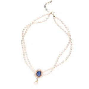 Sapphire Pearl Choker Women's Faux Pearl Necklace