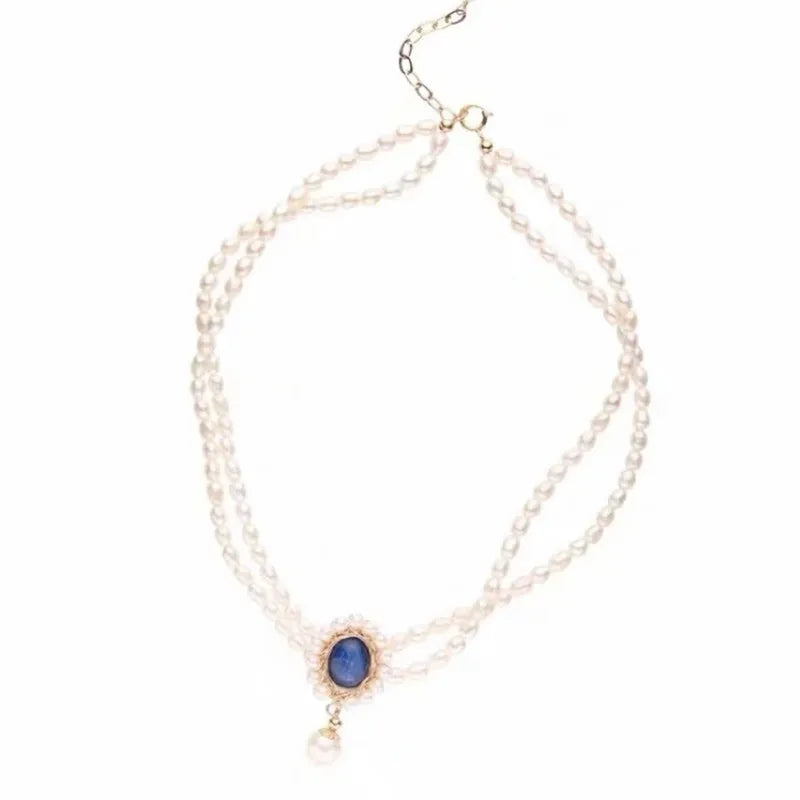 Sapphire Pearl Choker Women's Faux Pearl Necklace