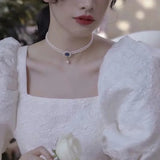 Sapphire Pearl Choker Women's Faux Pearl Necklace