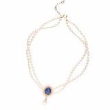 Sapphire Pearl Choker Women's Faux Pearl Necklace