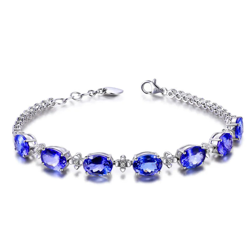 Sapphire Bracelet for Women Sterling Silver Gemstones Jewelry