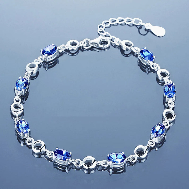 Sapphire Zircon Diamond Chain Bracelet for Women
