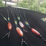 Sardonyx Rough Stone Horse Eye Round Bead Agate Pendant Necklace
