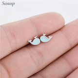 Sasusp Umbrella Rabbit 925 Silver Earrings Flower Studs