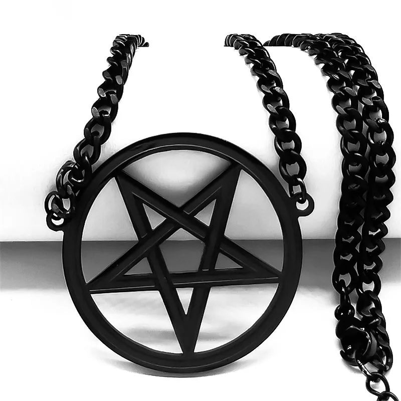 Satan Inverted Pentagram Stainless Steel Choker Necklace