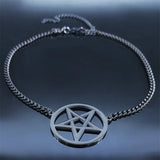 Satan Inverted Pentagram Stainless Steel Choker Necklace