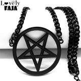 Satan Inverted Pentagram Stainless Steel Choker Necklace