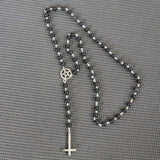 Satanic Rosary Inverted Cross Pentagram Necklace