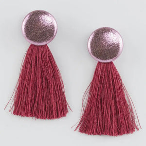 Satin Button Tassels Earrings - Trendy Boho Dangle Drop Earrings for Women