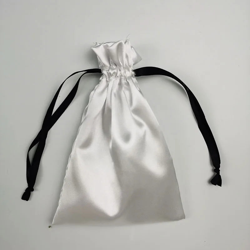 Satin Gift Bag Drawstring Pouch Makeup Cosmetic Party Beaded Silk Bags