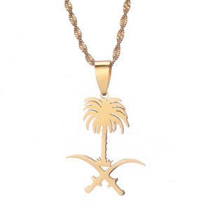 Saudi Arabia Charm Pendant Necklace Emblem of Saudi Arabia Symbol Jewelry