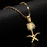 Saudi Arabia Charm Pendant Necklace Emblem of Saudi Arabia Symbol Jewelry