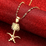 Saudi Arabia Charm Pendant Necklace Emblem of Saudi Arabia Symbol Jewelry