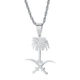 Saudi Arabia National Emblem Symbol Pendant Necklace Charm Jewelry