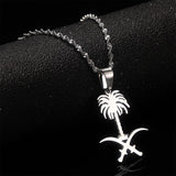 Saudi Arabia National Emblem Symbol Pendant Necklace Charm Jewelry