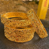 4pcs Dubai Bangles for Women 24k Wedding Jewelry