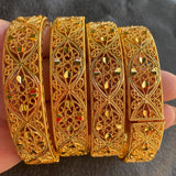4pcs Dubai Bangles for Women 24k Wedding Jewelry