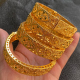 4pcs Dubai Bangles for Women 24k Wedding Jewelry