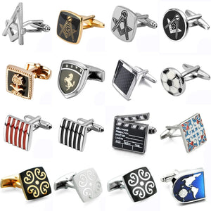 Saudi Flag Masonic Cufflinks Golden Horse Pattern Men's Jewelry