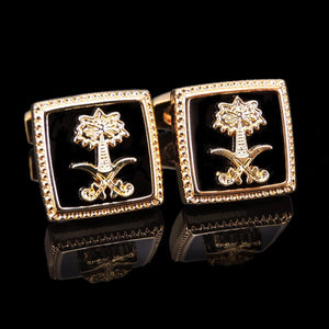 Saudi Flag Flower Cufflinks French Shirt Buttons
