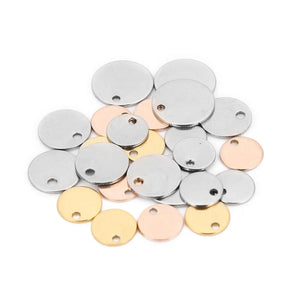 20pcs Stainless Steel Dog Tags Pendants 6-25mm Rose DIY Jewelry Finding