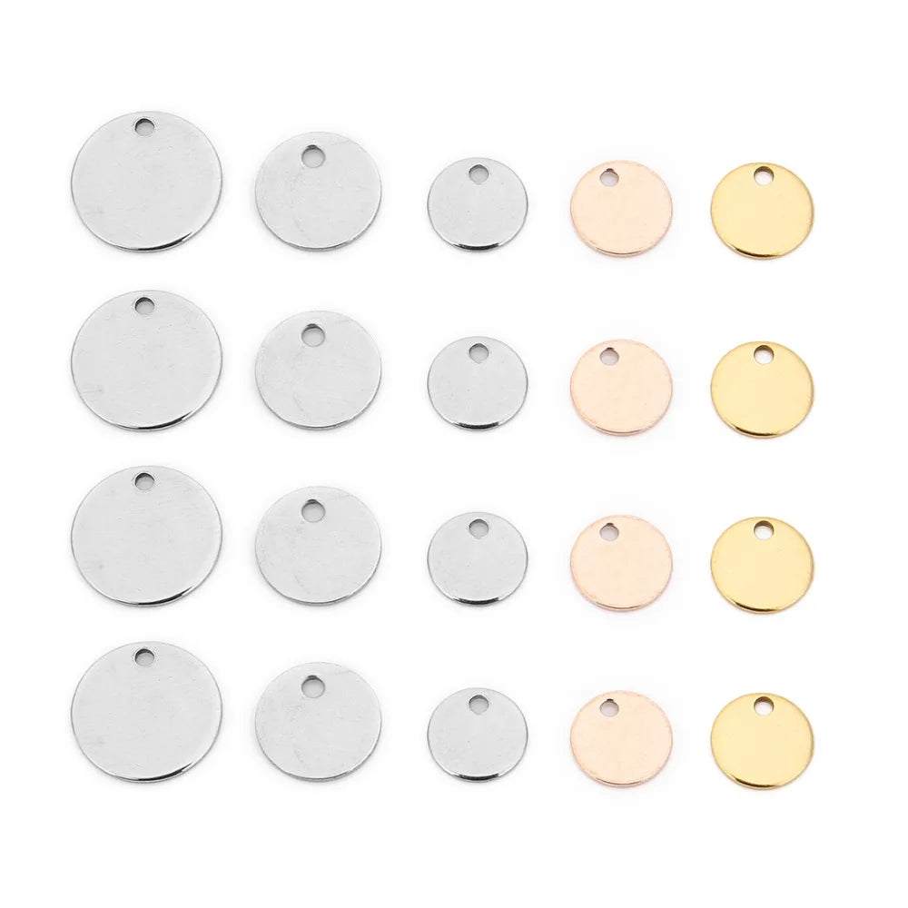 20pcs Stainless Steel Dog Tags Pendants 6-25mm Rose DIY Jewelry Finding