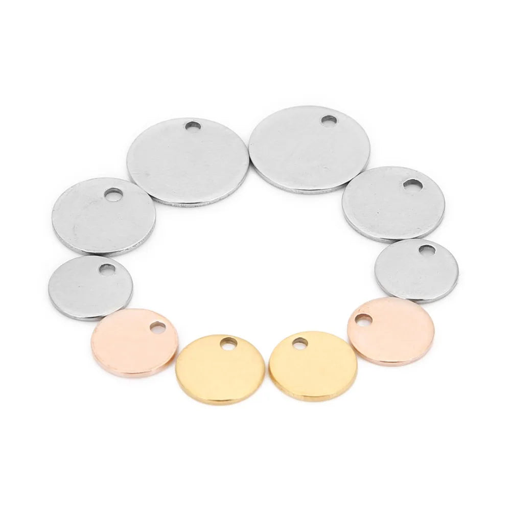 20pcs Stainless Steel Dog Tags Pendants 6-25mm Rose DIY Jewelry Finding