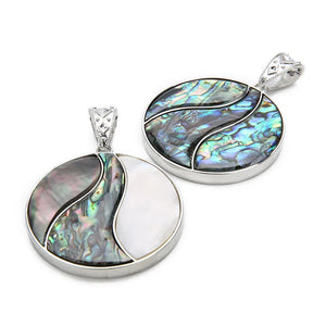 Sauvoo Abalone Shell Pendant Big Round Natural Shell Charm for DIY Necklace