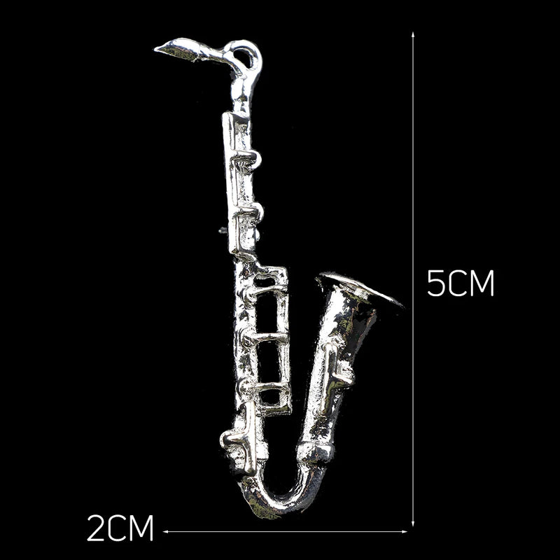 Saxophone Guitar Brooch Music Note Mini Lapel Pin Men Women Suit Shawl Jewelry