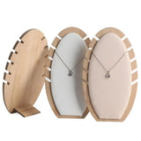 Bamboo Wood Necklace Display Stand Scalloped Design