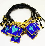 Boho Scapular Bracelet Cross Heart Charm Beaded Elastic Rope Dainty Gift