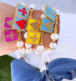 Boho Freshwater Pearl Beaded Charm Bracelet For Girls