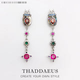 Colourful Scarab Drop Earrings, Vintage Lucky Jewelry